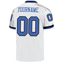 Load image into Gallery viewer, Custom White Blue-Black Mesh Authentic Throwback Football Jersey