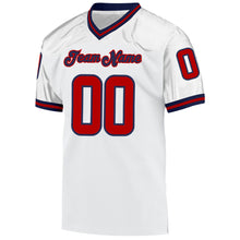 Laden Sie das Bild in den Galerie-Viewer, Custom White Red-Navy Mesh Authentic Throwback Football Jersey