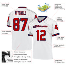 Laden Sie das Bild in den Galerie-Viewer, Custom White Red-Navy Mesh Authentic Throwback Football Jersey