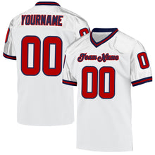 Laden Sie das Bild in den Galerie-Viewer, Custom White Red-Navy Mesh Authentic Throwback Football Jersey