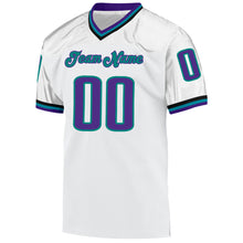 Charger l'image dans la galerie, Custom White Purple-Aqua Mesh Authentic Throwback Football Jersey