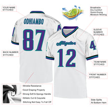 Charger l'image dans la galerie, Custom White Purple-Aqua Mesh Authentic Throwback Football Jersey