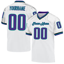 Charger l'image dans la galerie, Custom White Purple-Aqua Mesh Authentic Throwback Football Jersey