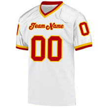 Laden Sie das Bild in den Galerie-Viewer, Custom White Red-Gold Mesh Authentic Throwback Football Jersey