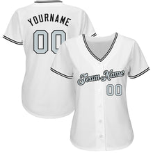 Laden Sie das Bild in den Galerie-Viewer, Custom White Silver-Black Authentic Baseball Jersey