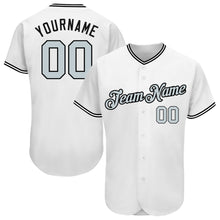 Laden Sie das Bild in den Galerie-Viewer, Custom White Silver-Black Authentic Baseball Jersey