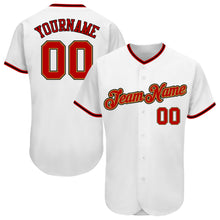 Laden Sie das Bild in den Galerie-Viewer, Custom White Red-Old Gold Authentic Baseball Jersey