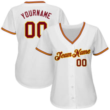 Laden Sie das Bild in den Galerie-Viewer, Custom White Crimson-Gold Authentic Baseball Jersey