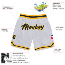 Load image into Gallery viewer, Custom White Black-Gold Authentic Throwback Basketball Shorts