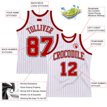 Laden Sie das Bild in den Galerie-Viewer, Custom White Red Pinstripe Red-Black Authentic Basketball Jersey