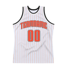 Load image into Gallery viewer, Custom White Orange Pinstripe Orange-Black Authentic Basketball Jersey