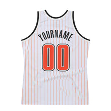 Load image into Gallery viewer, Custom White Orange Pinstripe Orange-Black Authentic Basketball Jersey