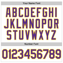 Laden Sie das Bild in den Galerie-Viewer, Custom White Purple Pinstripe Purple-Gold Authentic Basketball Jersey