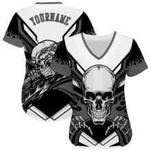 Charger l'image dans la galerie, Custom White Gray-Black 3D Skull Authentic Baseball Jersey