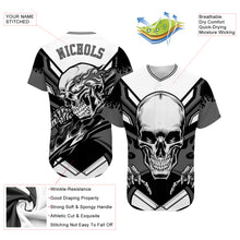 Charger l'image dans la galerie, Custom White Gray-Black 3D Skull Authentic Baseball Jersey
