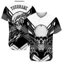 Charger l'image dans la galerie, Custom White Gray-Black 3D Skull Authentic Baseball Jersey