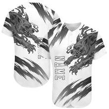 Load image into Gallery viewer, Custom White White-Black 3D Wolf Authentic Baseball Jersey
