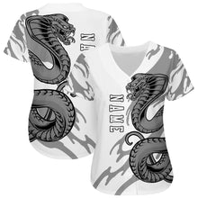 Laden Sie das Bild in den Galerie-Viewer, Custom White White-Black 3D Snake Authentic Baseball Jersey