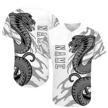 Laden Sie das Bild in den Galerie-Viewer, Custom White White-Black 3D Snake Authentic Baseball Jersey