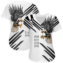 Laden Sie das Bild in den Galerie-Viewer, Custom White White-Black 3D Eagle Authentic Baseball Jersey