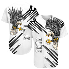 Laden Sie das Bild in den Galerie-Viewer, Custom White White-Black 3D Eagle Authentic Baseball Jersey