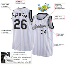 Laden Sie das Bild in den Galerie-Viewer, Custom White Purple Pinstripe Black-Gray Authentic Basketball Jersey