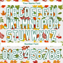 Laden Sie das Bild in den Galerie-Viewer, Custom White White-Kelly Green 3D Pattern Design Autumn Leaves Authentic Baseball Jersey