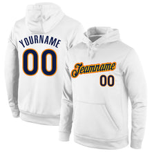 Загрузить изображение в средство просмотра галереи, Custom Stitched White Navy-Gold Sports Pullover Sweatshirt Hoodie