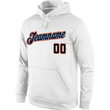 Load image into Gallery viewer, Custom Stitched White Black-Orange Sports Pullover Sweatshirt Hoodie