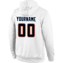 Load image into Gallery viewer, Custom Stitched White Black-Orange Sports Pullover Sweatshirt Hoodie