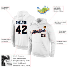 Load image into Gallery viewer, Custom Stitched White Black-Orange Sports Pullover Sweatshirt Hoodie