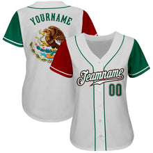 Laden Sie das Bild in den Galerie-Viewer, Custom White Kelly Green-Red Authentic Mexico Two Tone Baseball Jersey