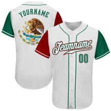Laden Sie das Bild in den Galerie-Viewer, Custom White Kelly Green-Red Authentic Mexico Two Tone Baseball Jersey