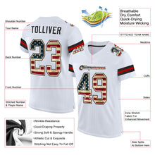 Load image into Gallery viewer, Custom White Vintage USA Flag-Black Mesh Authentic Football Jersey