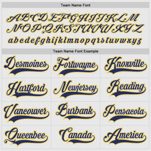 Load image into Gallery viewer, Custom White Navy-Gold Hockey Jersey