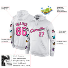 Загрузить изображение в средство просмотра галереи, Custom Stitched White Pink-Black 3D Pattern Design Pastel Butterfly Sports Pullover Sweatshirt Hoodie