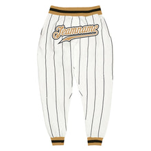 Загрузить изображение в средство просмотра галереи, Custom White Black Pinstripe Old Gold-Black Sports Pants