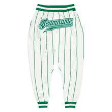 Laden Sie das Bild in den Galerie-Viewer, Custom White Kelly Green Pinstripe Kelly Green-White Sports Pants