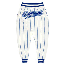 Load image into Gallery viewer, Custom White Royal Pinstripe Royal-White Sports Pants
