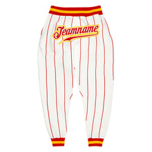 Laden Sie das Bild in den Galerie-Viewer, Custom White Red Pinstripe Red-Gold Sports Pants