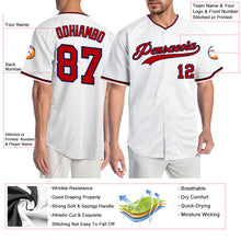 Laden Sie das Bild in den Galerie-Viewer, Custom White Red-Navy Authentic Baseball Jersey