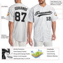Charger l'image dans la galerie, Custom White Black Pinstripe Black-Gray Authentic Baseball Jersey