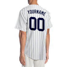 Charger l'image dans la galerie, Custom White Navy Pinstripe Navy Authentic Baseball Jersey