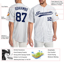 Charger l'image dans la galerie, Custom White Navy Pinstripe Navy Authentic Baseball Jersey