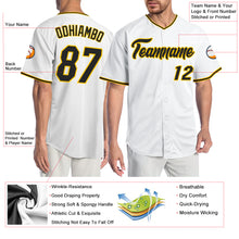 Charger l'image dans la galerie, Custom White Black-Gold Authentic Baseball Jersey