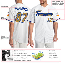 Laden Sie das Bild in den Galerie-Viewer, Custom White Old Gold-Royal Authentic Baseball Jersey