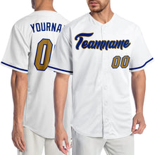 Laden Sie das Bild in den Galerie-Viewer, Custom White Old Gold-Royal Authentic Baseball Jersey