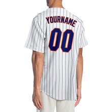 Charger l'image dans la galerie, Custom White Royal Pinstripe Royal-Orange Authentic Baseball Jersey