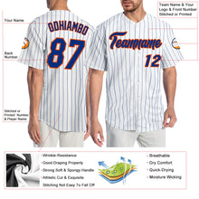 Charger l'image dans la galerie, Custom White Royal Pinstripe Royal-Orange Authentic Baseball Jersey