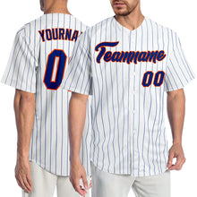 Charger l'image dans la galerie, Custom White Royal Pinstripe Royal-Orange Authentic Baseball Jersey